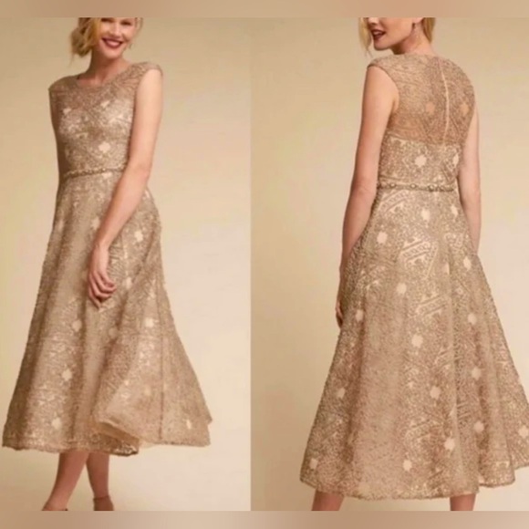 Anthropologie x BHLDN Sara Emanuel Presley  Embroidered Dress Gown  Neutral Sz 0 - Picture 1 of 17